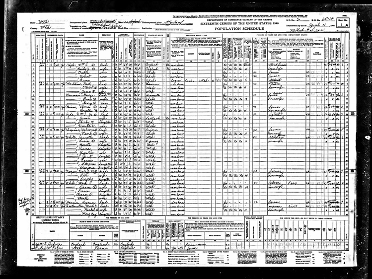 Highland 1940 U.S. Census page 1