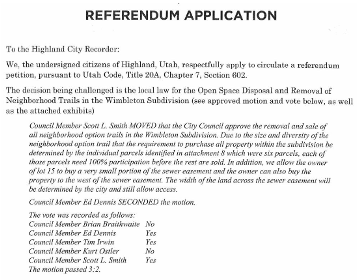 Screenshot of Referendum Application Document