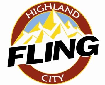 Highland Fling logo with mountainscape