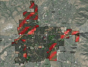 Map highlighting restricted areas for fireworks