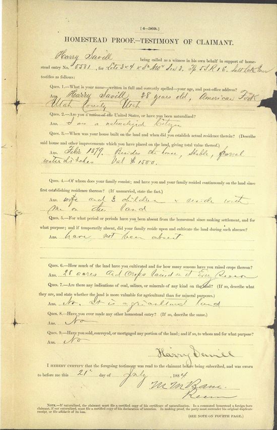 Harry Savill document