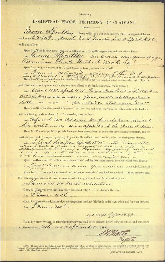 George Spratley document