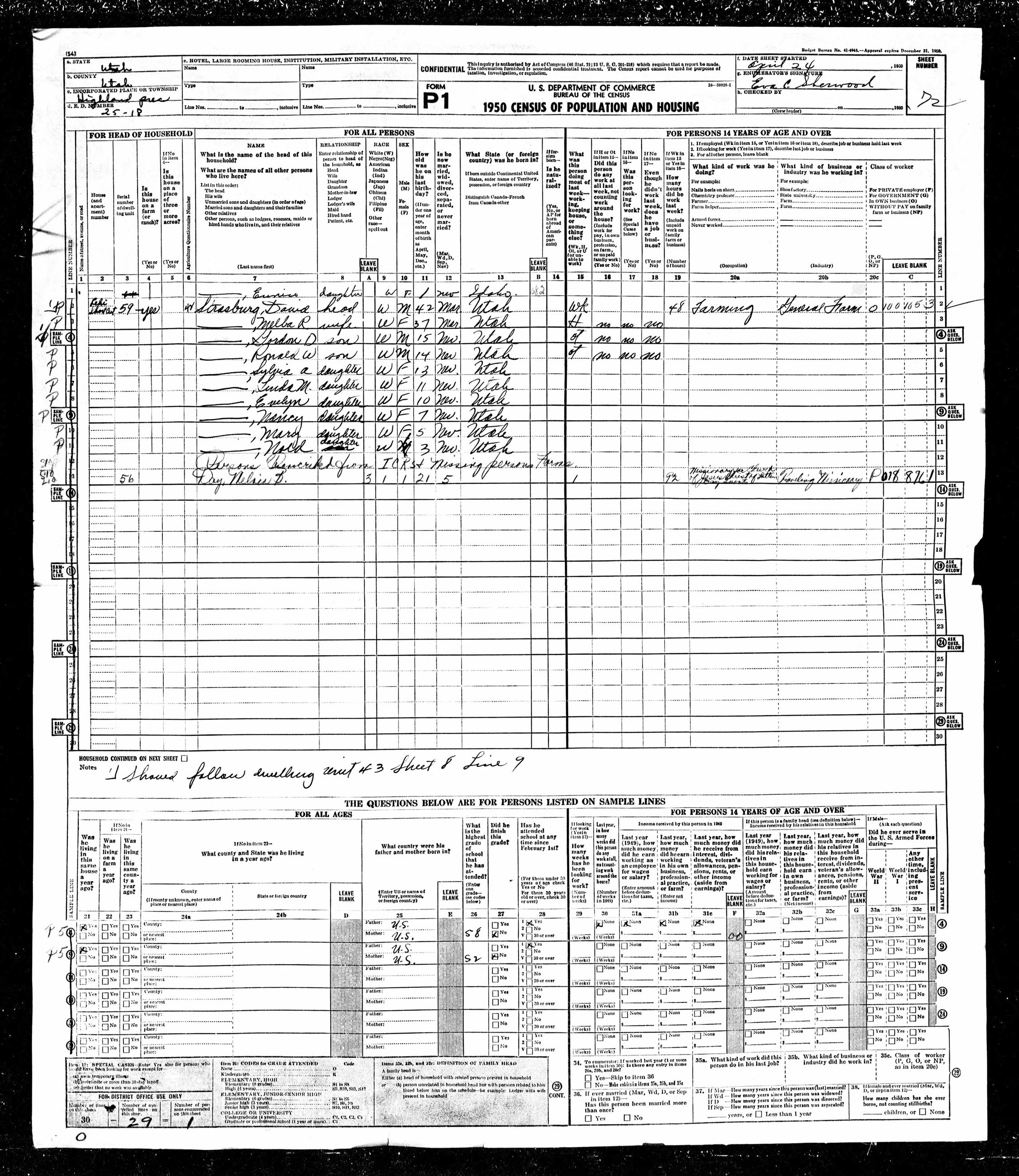 Highland 1950 Census p13