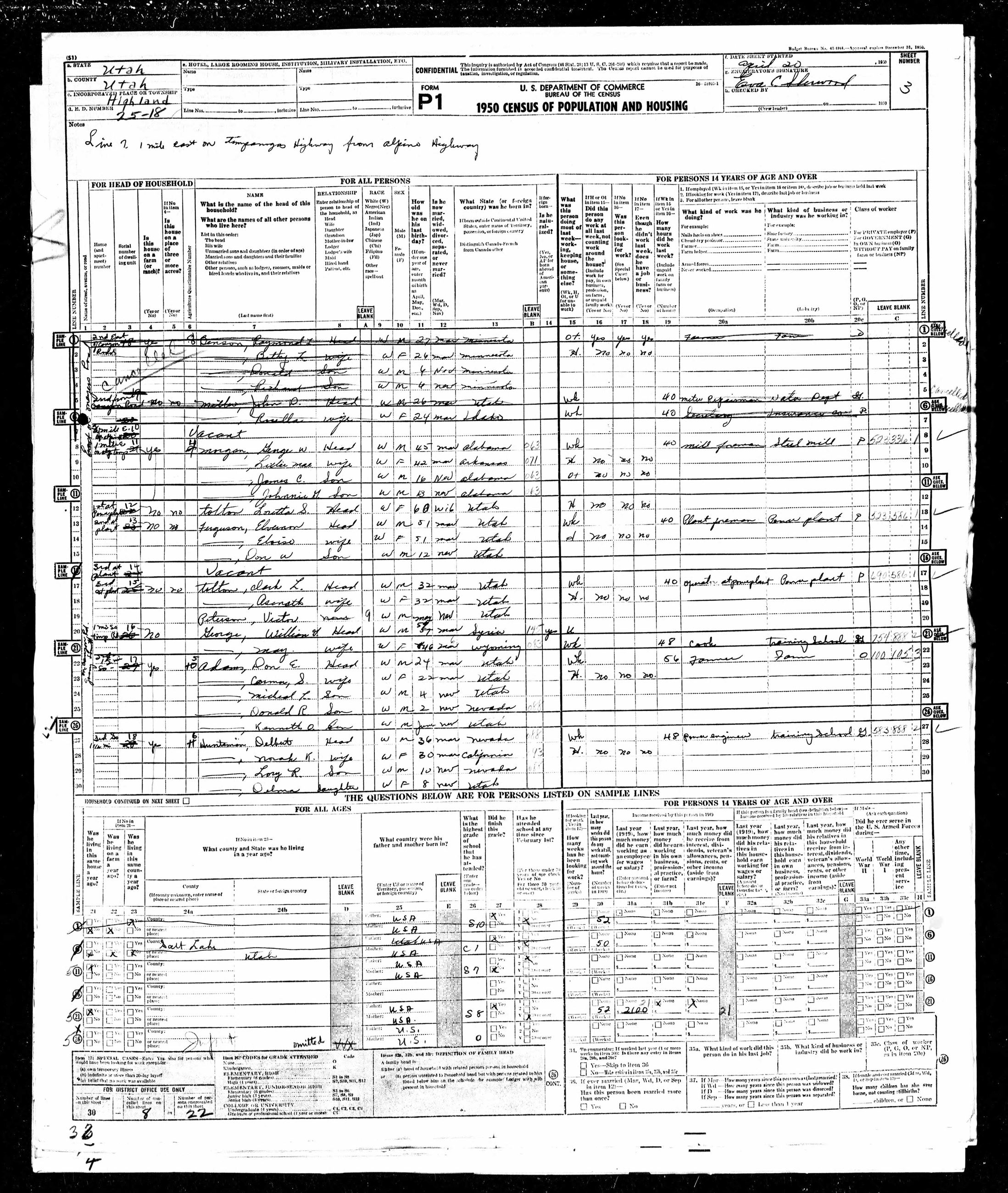Highland 1950 Census p4