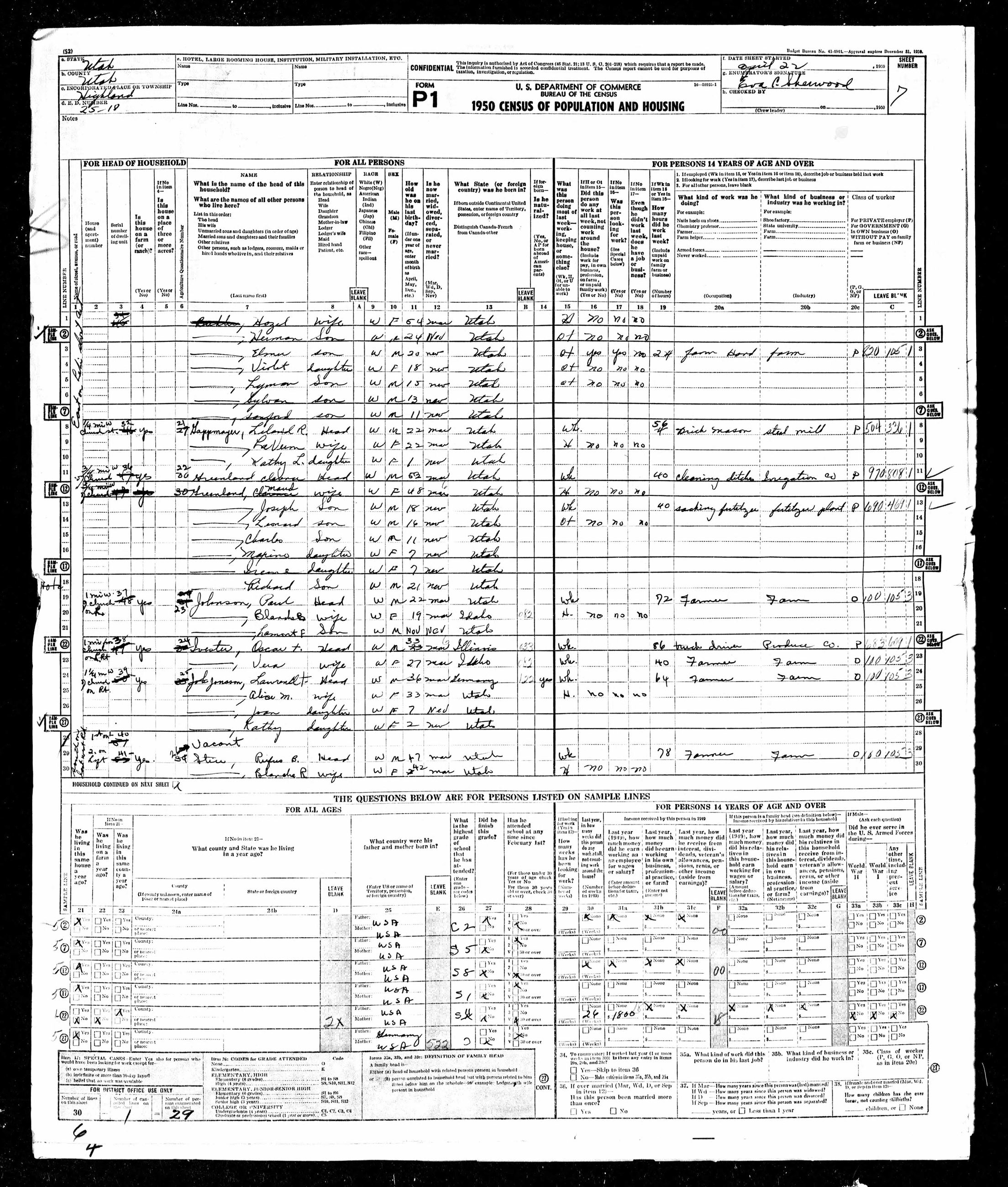 Highland 1950 Census p8