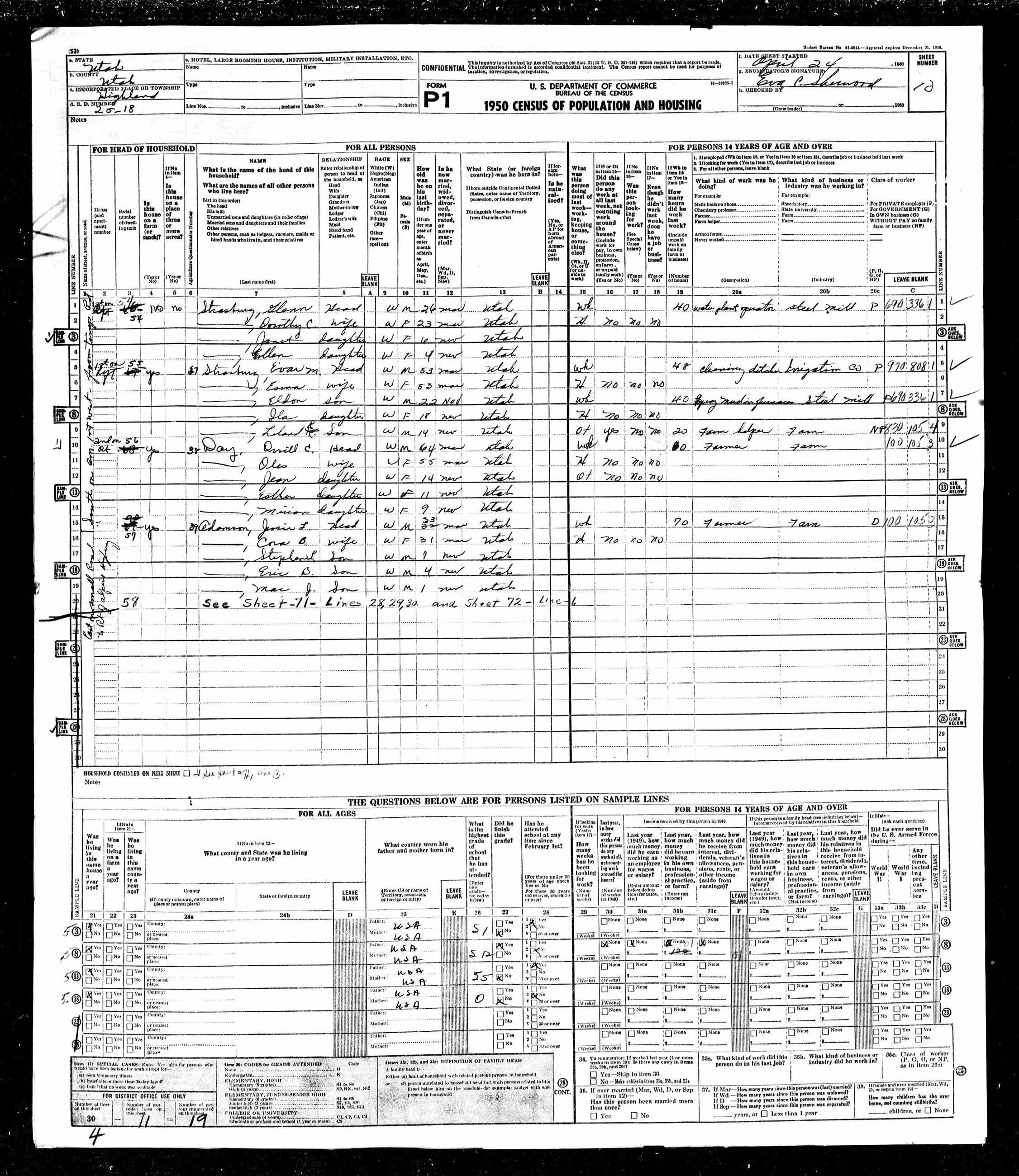 Highland 1950 Census p11